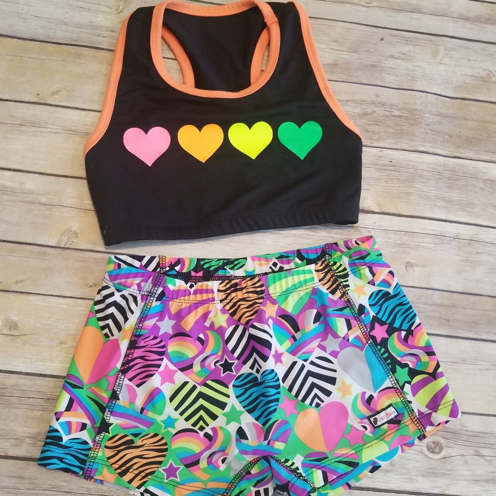 CrazyPants Hearts & Bright Colors Bra & Shorts Set